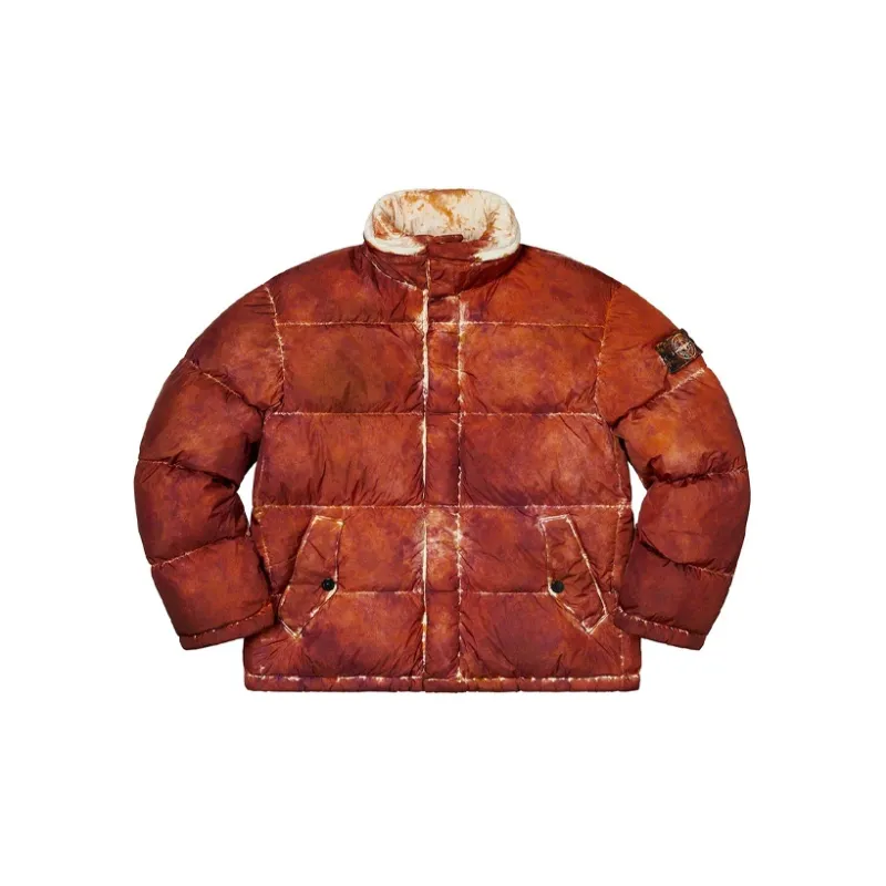 Supreme X Stone Island Painted Camo Crinkle Down Jacket-16