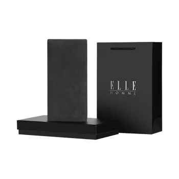 ELLE HOMME Cow Leather Wallet Regular Men's Solid Color