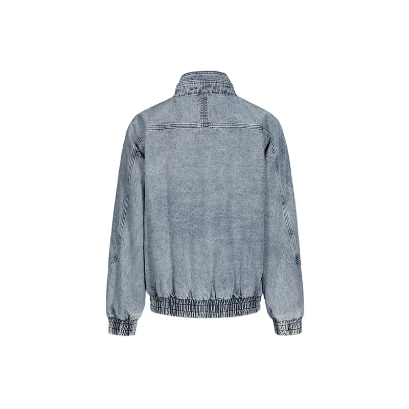 BONELESS Loose Fit Thickened And Fleece Lined Denim Jacket Winter Unisex Blue-1