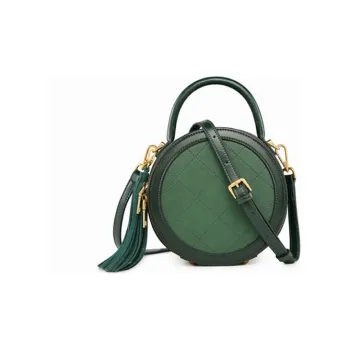 DEERE JACK Cow Leather Small Round Bag, Handbag, Shoulder Bag, Crossbody Bag Regular Women's Green