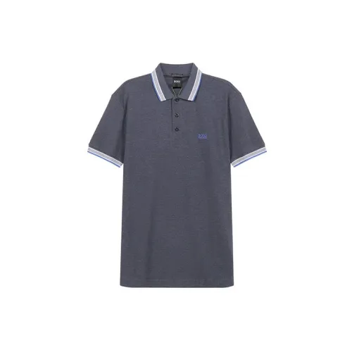 HUGO BOSS Polo Shirts Men Blue Gray