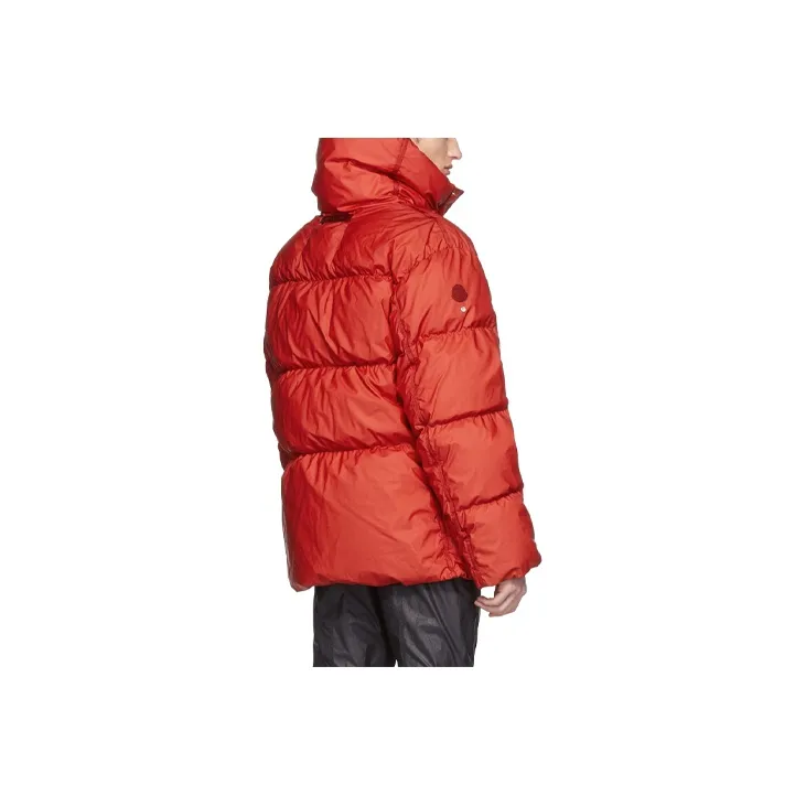 Moncler Solid Color Hooded Loose Fit Down Jacket Men's Red-1