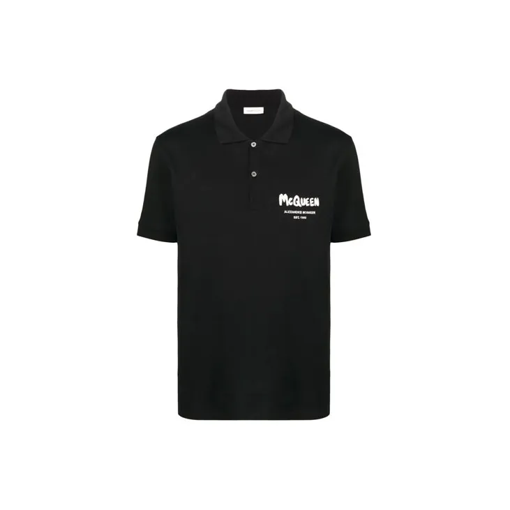 Alexander McQueen Graffiti Logo embroidered Polo Shirt-6