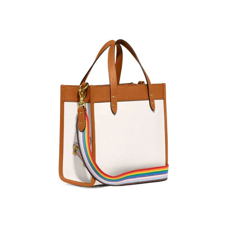 COACH Field Cowhide Leather Tote Bag Crossbody Bag Shopping Bag Regular Women's Ecru/Khaki-1