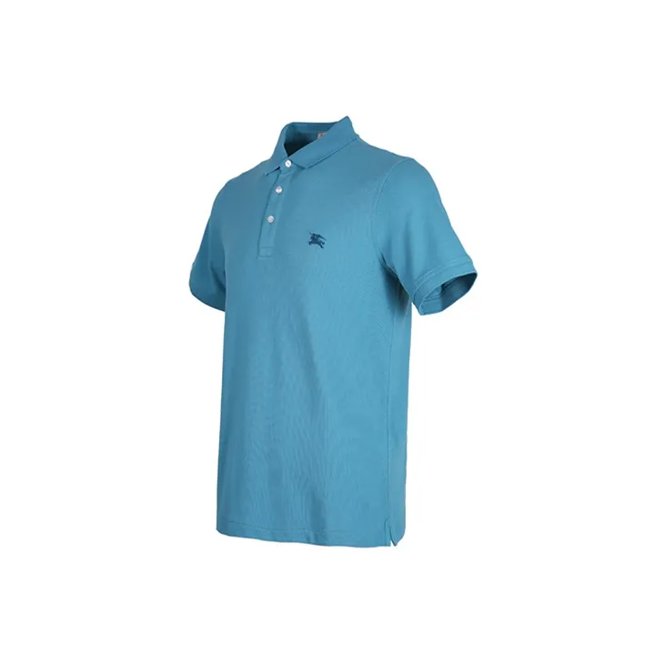 Burberry Men's Cotton Cobalt Embroidered Logo Polo-2