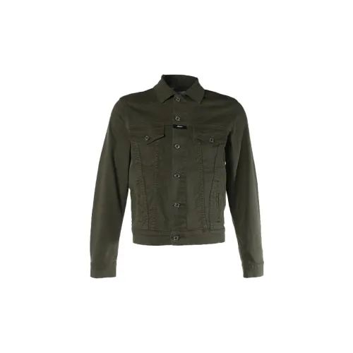 MSGM Denim Jackets Men Army Green