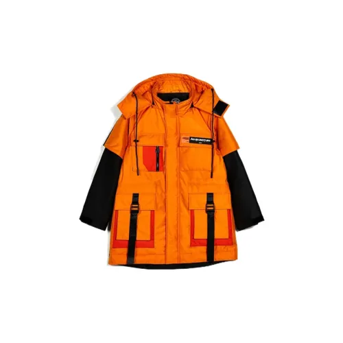 Acupuncture Down Jackets Men Orange Shell Black