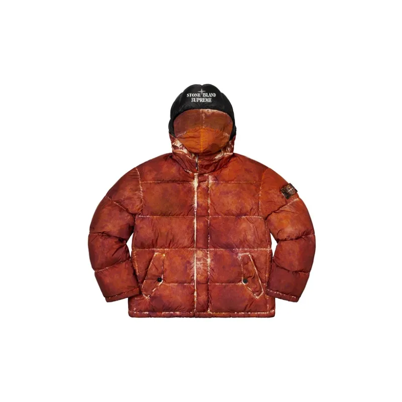 Supreme X Stone Island Painted Camo Crinkle Down Jacket-15