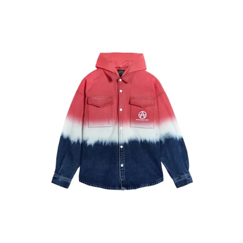 Acupuncture Denim Jackets Men Red With Blue