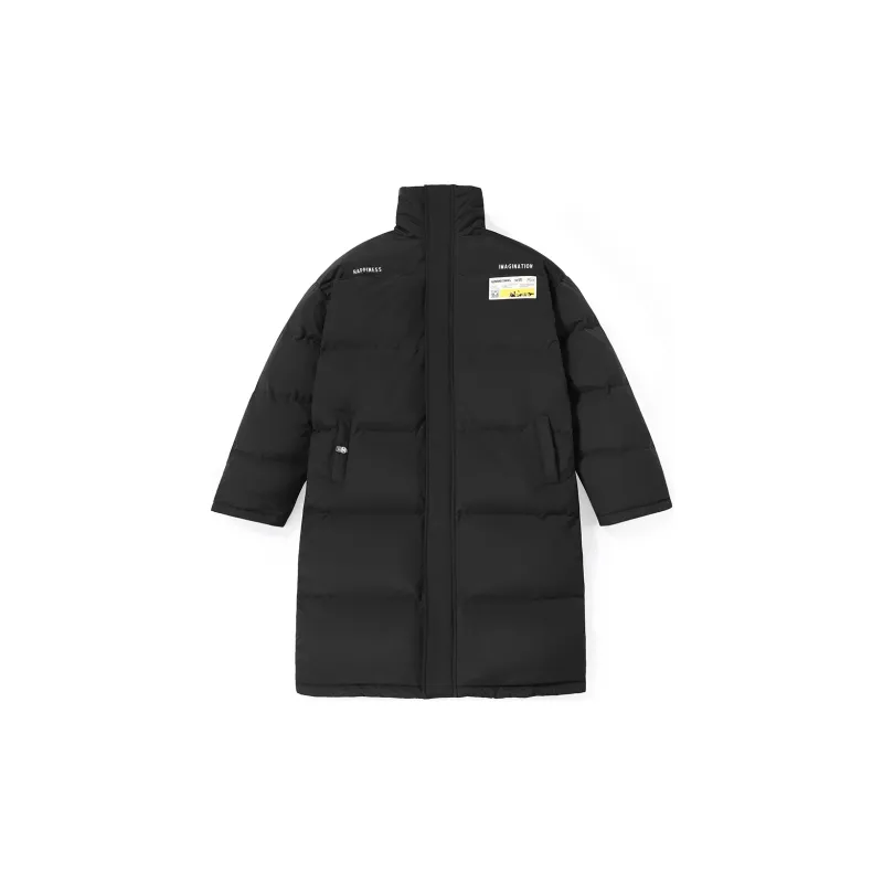 GENANX Letter Stand Collar Without Hood Loose Fit Down Jacket Unisex-1