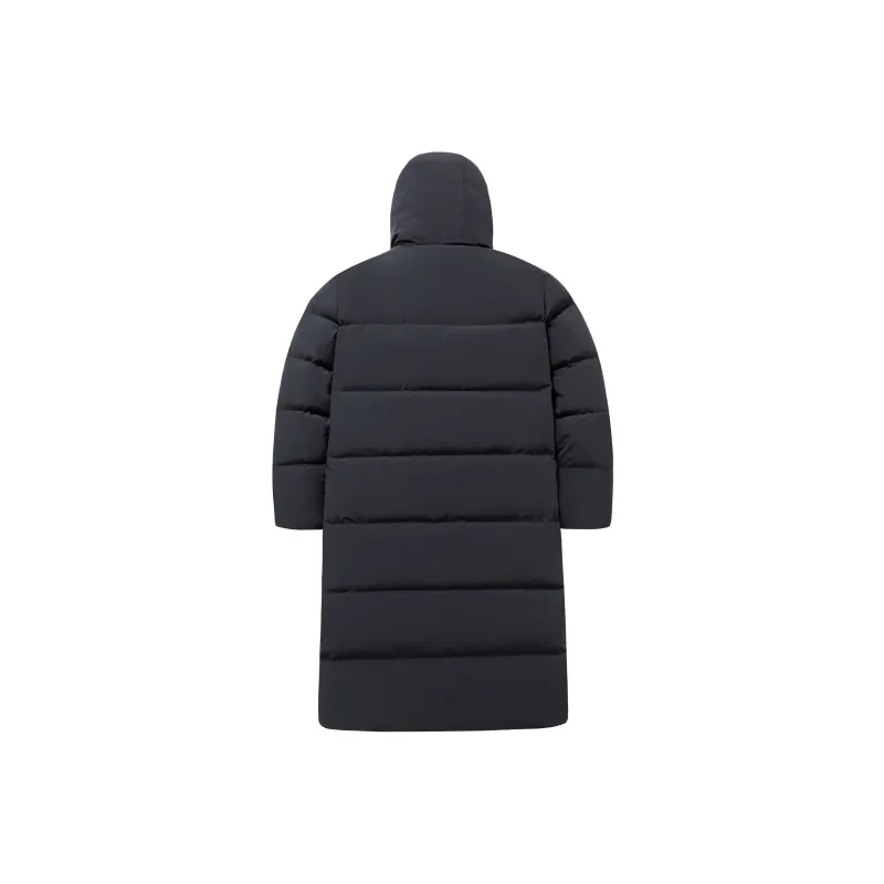 SALOMON Solid Color Hooded Long Down Jacket Unisex Black-1