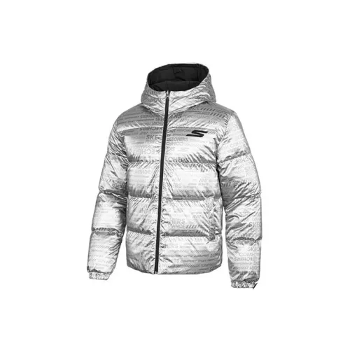 Skechers Down Jackets Men All Over Print Silver -01P6