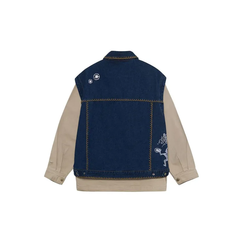 LiNing Denim Jackets Men Loose Earth Denim Blue-1