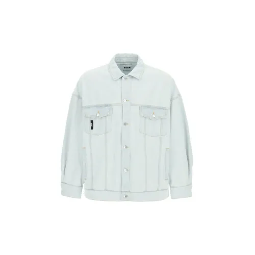 MSGM Denim Jackets Men Light Blue