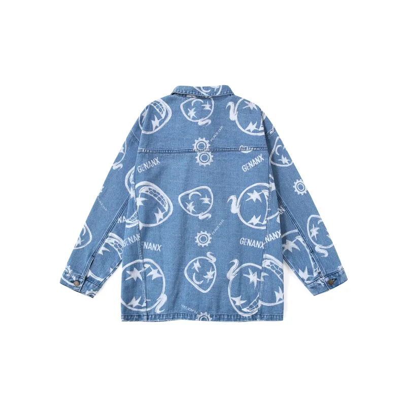 GENANX Loose Fit Denim Jacket Unisex Denim Blue-1