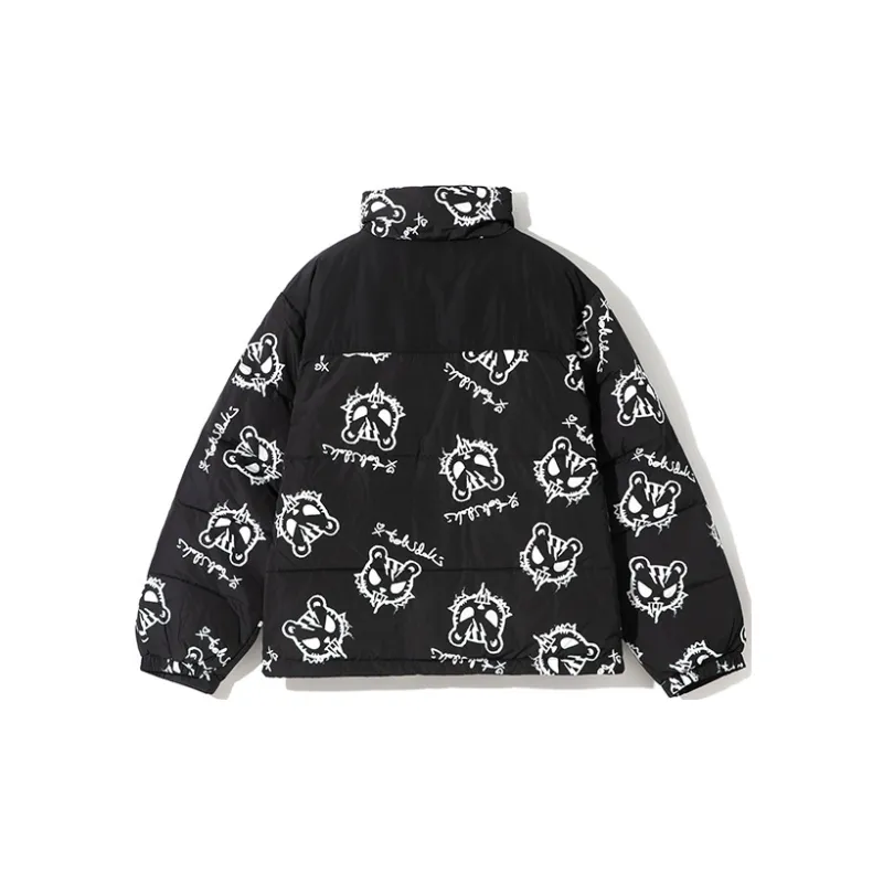 Tokidoki Animal Pattern Stand Collar Thickened Down Jacket Unisex Black-1