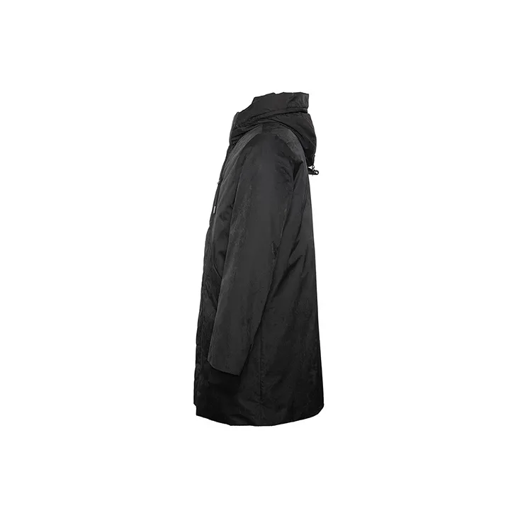 DAVID NAMAN Solid Color Hooded Mid Length Down Jacket Men's Black-2