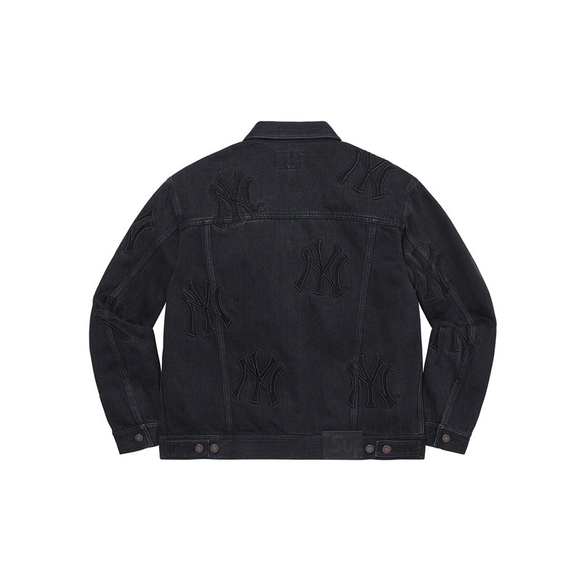 Supreme X New York Yankees Denim Trucker Jacket Blue L - POIZON