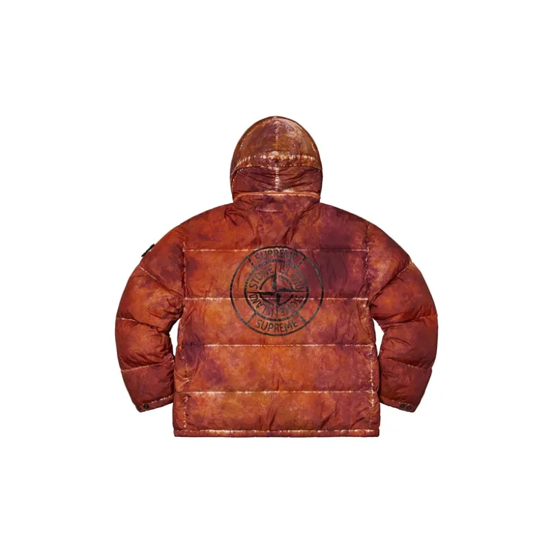 Supreme X Stone Island Painted Camo Crinkle Down Jacket-14