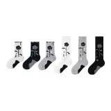 1 Set 6 Pack (Black+White+Gray+Calf Socks Black+White+Gray)