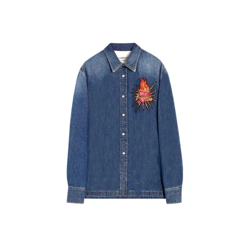 Lanvin Denim Jackets Men Navy Blue