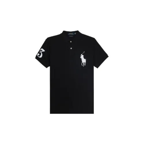 Polo Ralph Lauren SS22 Men Printed Solid Short Sleeve Polo Shirt Black