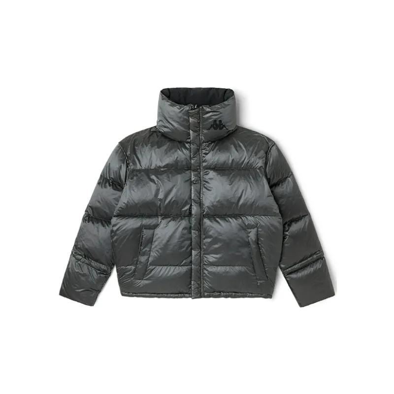 Kappa Solid Color Stand Collar Loose Fit Thickened Cropped Down Jacket Unisex Fuzzy Omini Neon Green-2