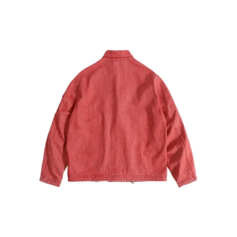 Prth Promethean Loose Fit Denim Jacket Men's Red-1