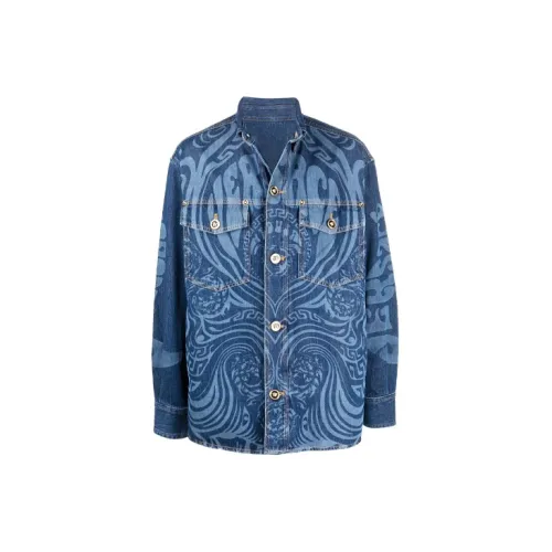 VERSACE Denim Jackets Men Blue