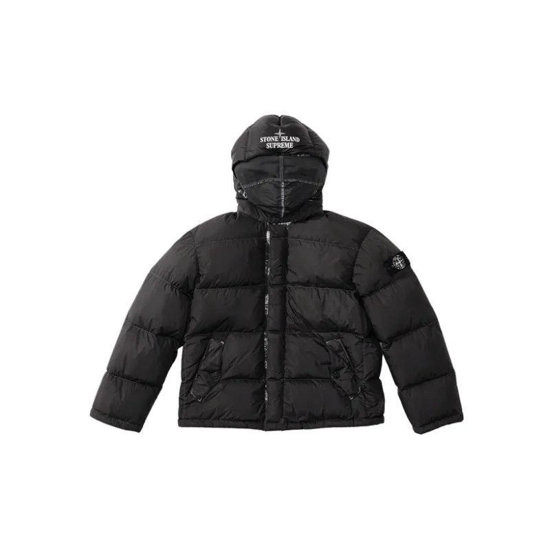 Supreme X Stone Island Painted Camo Crinkle Down Jacket-0