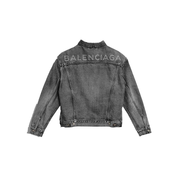 Balenciaga Denim Jackets Men Dark Gray-1