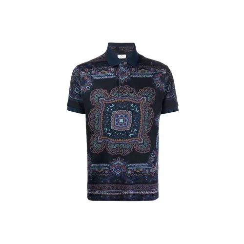 ETRO Polo Shirts Men Dark Blue