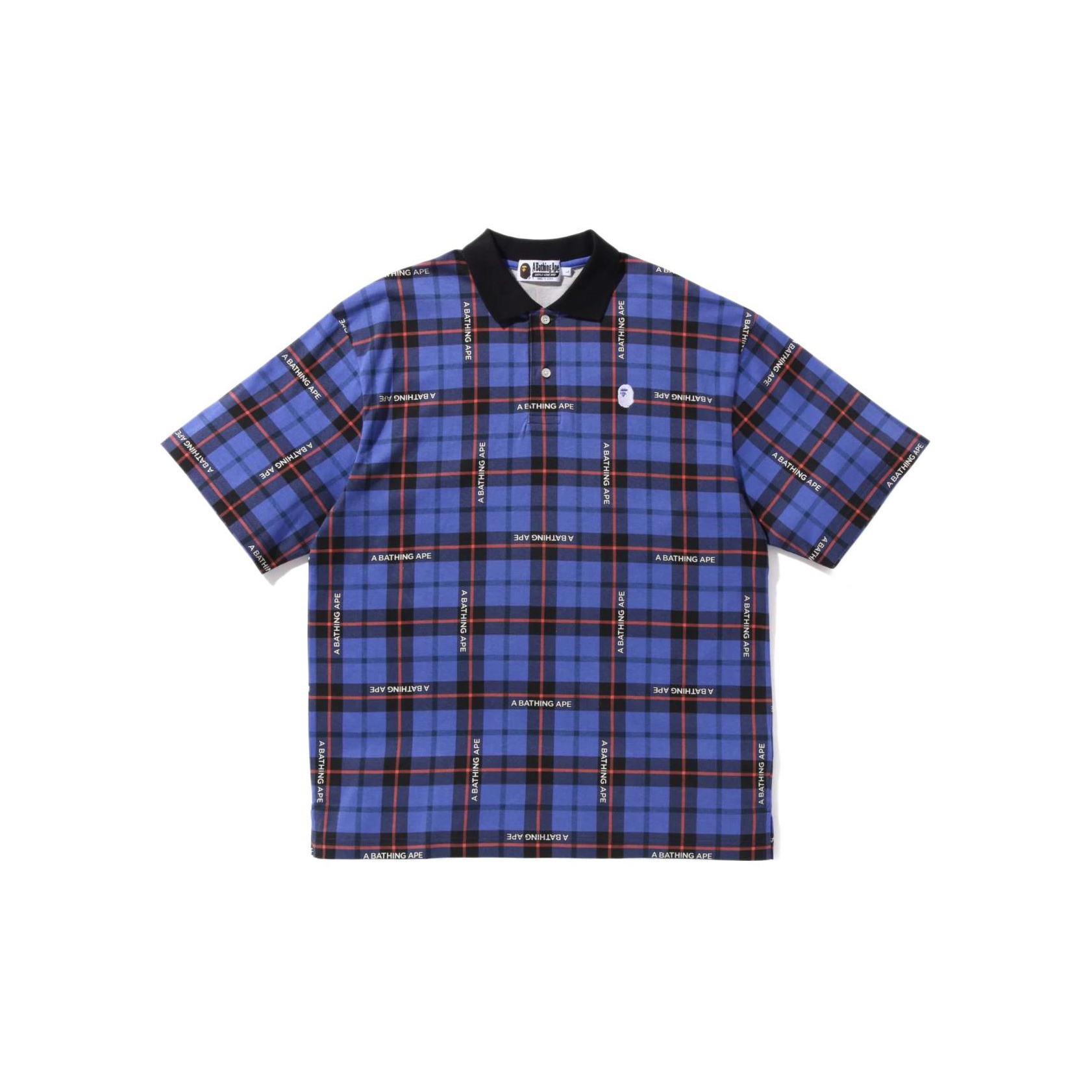 A BATHING APE Logo Check Relaxed Fit Polo - POIZON