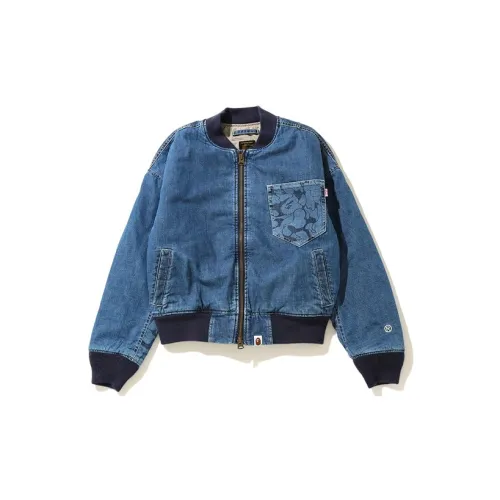 A BATHING APE Ape Head Series Denim Jackets Women's Dark Blue