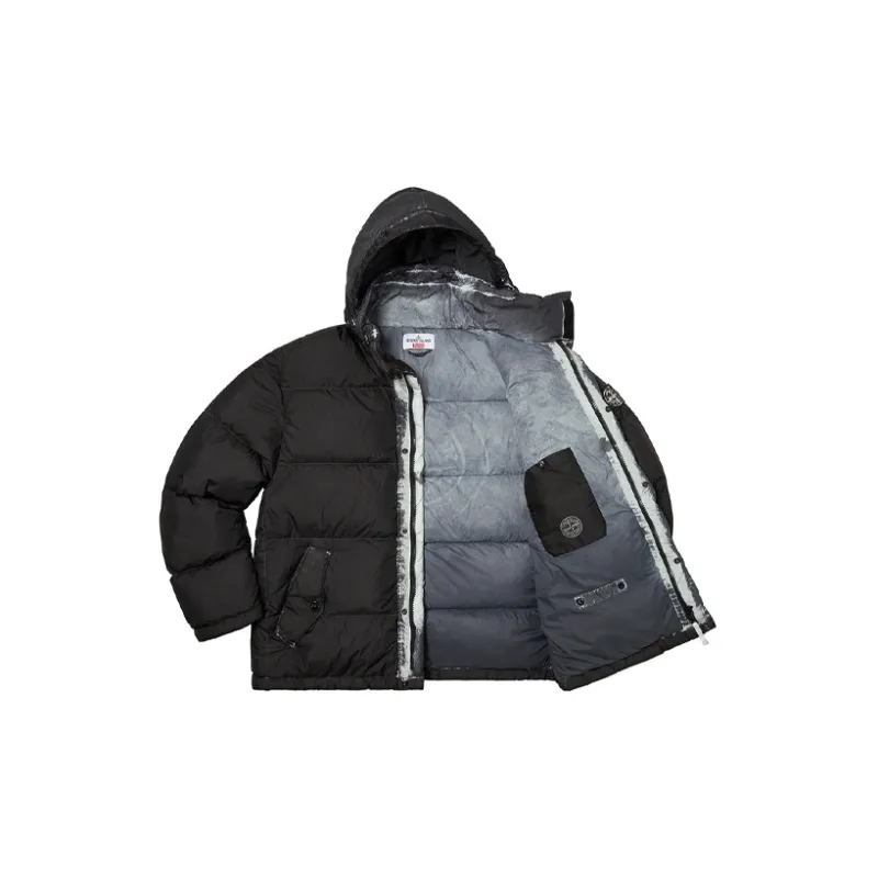 Supreme X Stone Island Painted Camo Crinkle Down Jacket-4