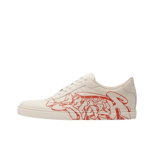 HERMES Skateboard Shoes Men Low-Top White/Red