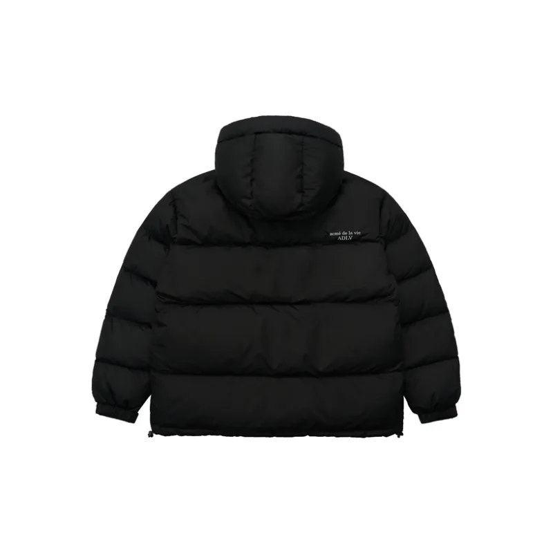 Acme De La Vie/ADLV Solid Color Letters Hooded Loose Fit Down Jacket Men's Black-1
