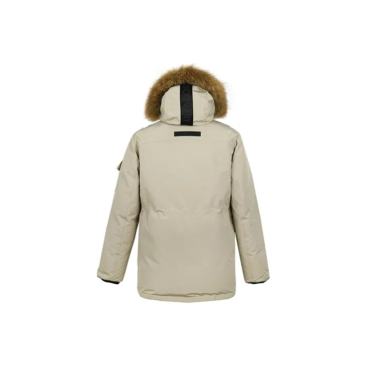 Discovery Expedition Solid Color Letters Detachable Hood Thickened Mid Length Down Jacket Men's-5