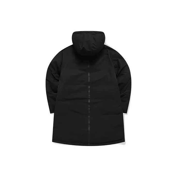 FILA FUSION TOKYO STUDIO Letter Hooded Loose Fit Mid Length Down Jacket Men's Pitch Black-1