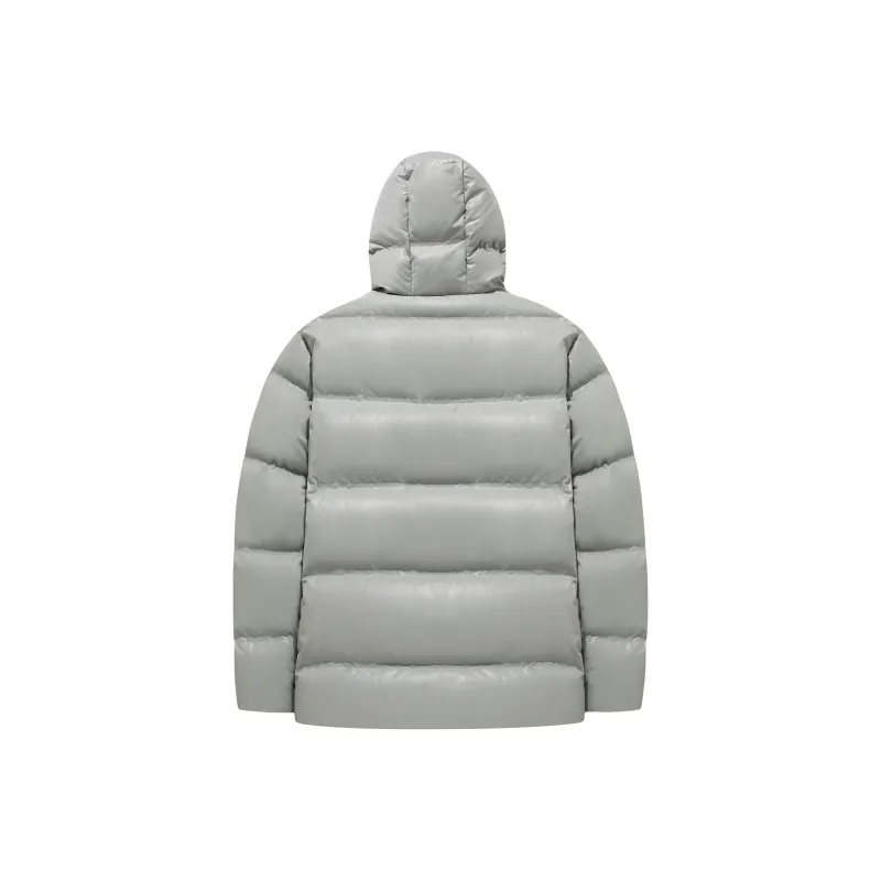 SALOMON Solid Color Hooded Down Jacket Unisex Forest Gray-1