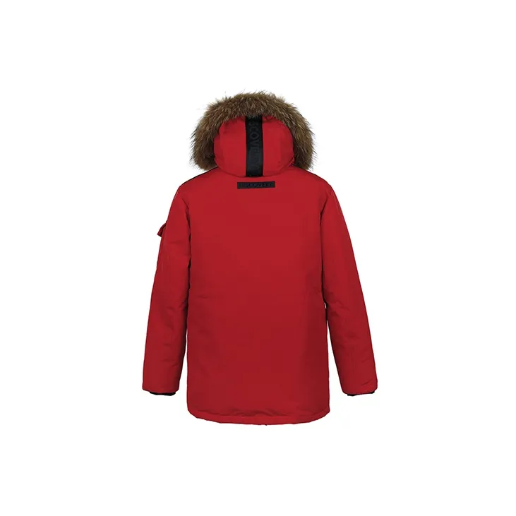 Discovery Expedition Solid Color Letters Detachable Hood Thickened Mid Length Down Jacket Men's-1