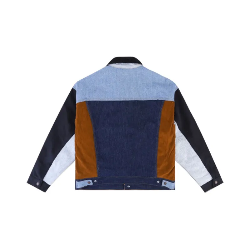 Levis Lapel Loose Fit Straight Long Sleeved Denim Jacket Men's Multicolor-1
