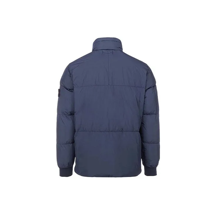 STONE ISLAND SS21 Solid Color Geometric Pattern Stand Collar Down Jacket Men's Ocean Blue-1