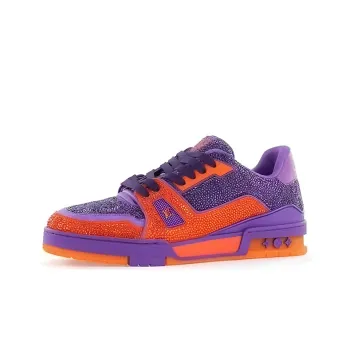 LOUIS VUITTON Trainer Low Top Stylish Skateboarding Shoes Men's Purple Orange