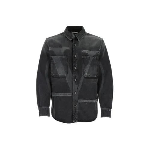 Valentino Denim Jackets Men Gray