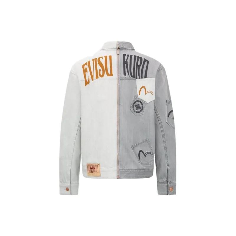 EVISU Denim Jackets Men Bone/Gray-1