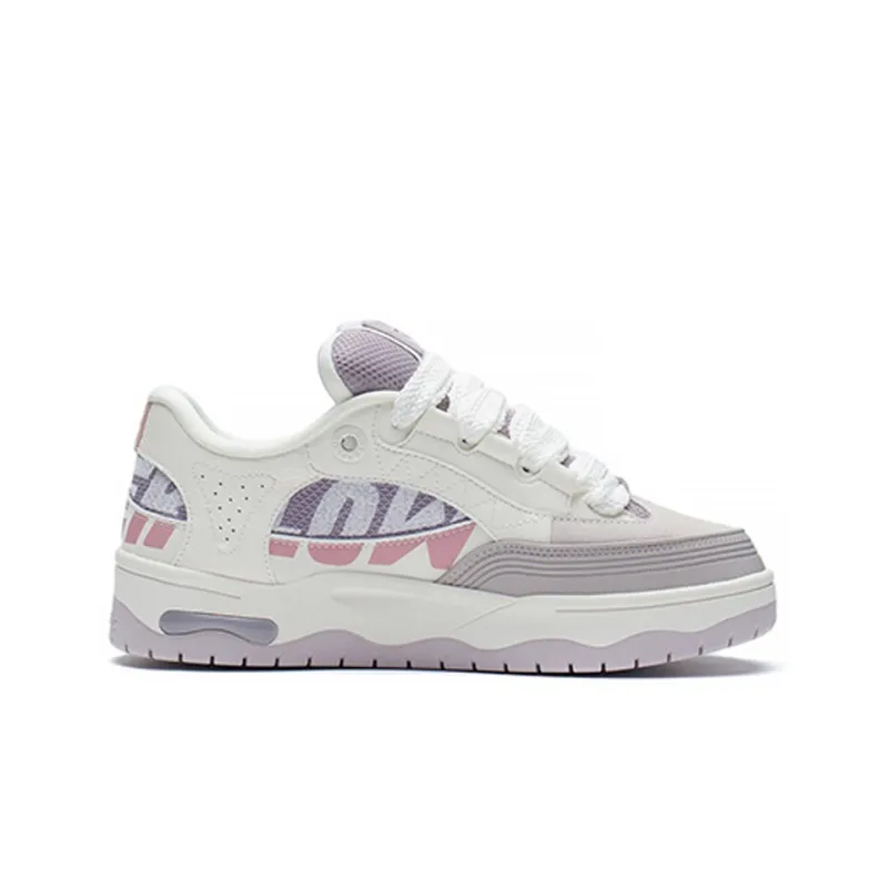 LiNing CF Tracing Cushioning Anti-Slip And Wear-Resistant Low-Top Casual Shoes Women's White Purple-1