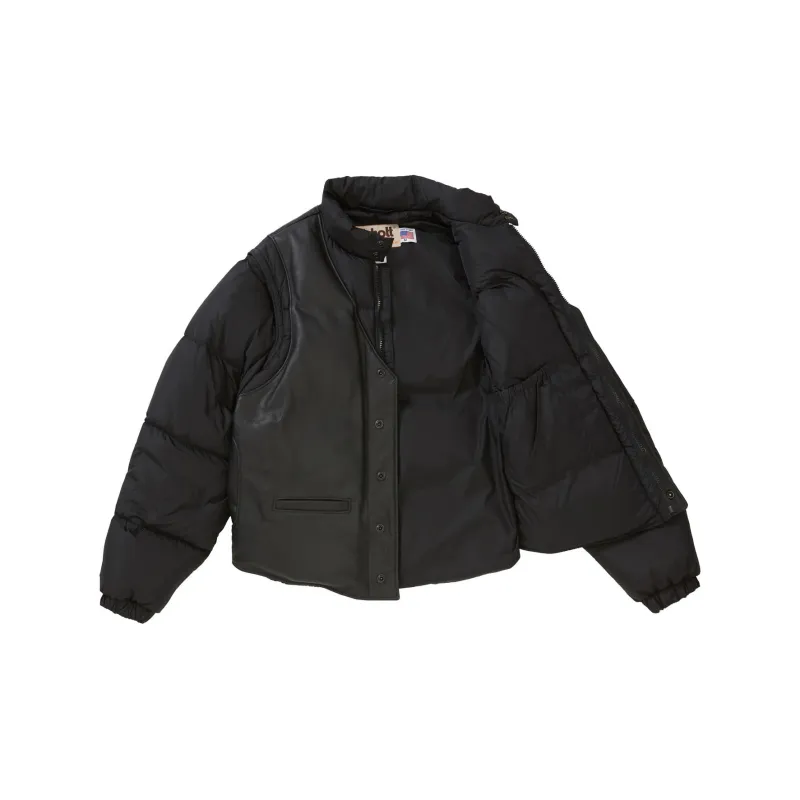 Supreme Schott Down Leather Vest Puffy Jacket-2