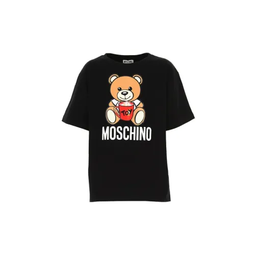 MOSCHINO Unisex Printing Round-neck T-shirt K Black