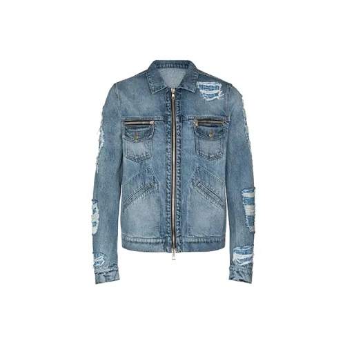 BALMAIN Denim Jackets Men Blue